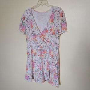 No Boundaries Soft Casual Floral Faux Wrap Dress Juniors 19 XXL Cottagecore